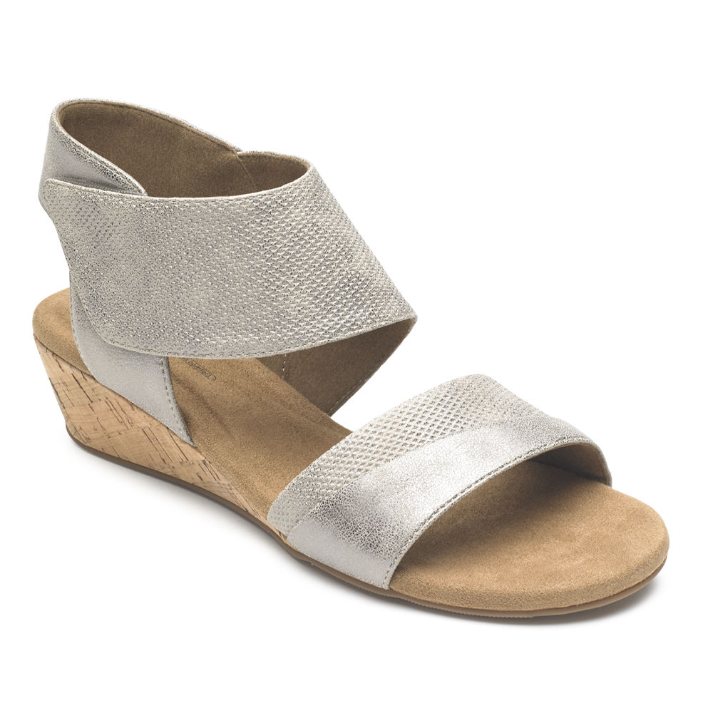 ロック ポート サンダル レディース シルバー - Calia Mid Wedge Cuff - JSG307591